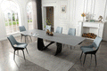 ESF Furniture - 9087 Dining Table with 1239 swivel Blue7 Piece Dining Room Set in Dark Gray - 9087TABLEDARKGREY-1239-7SET