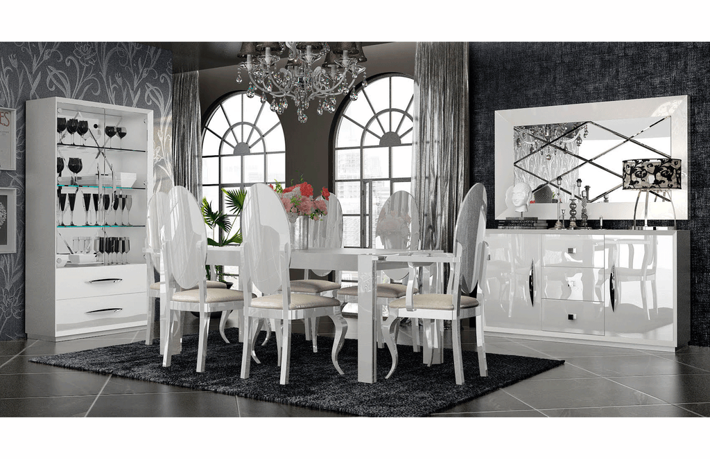 ESF Furniture - Carmen Dining Table 10 Piece Dining Room Set in White - CARMENTABLEWHITE-10SET