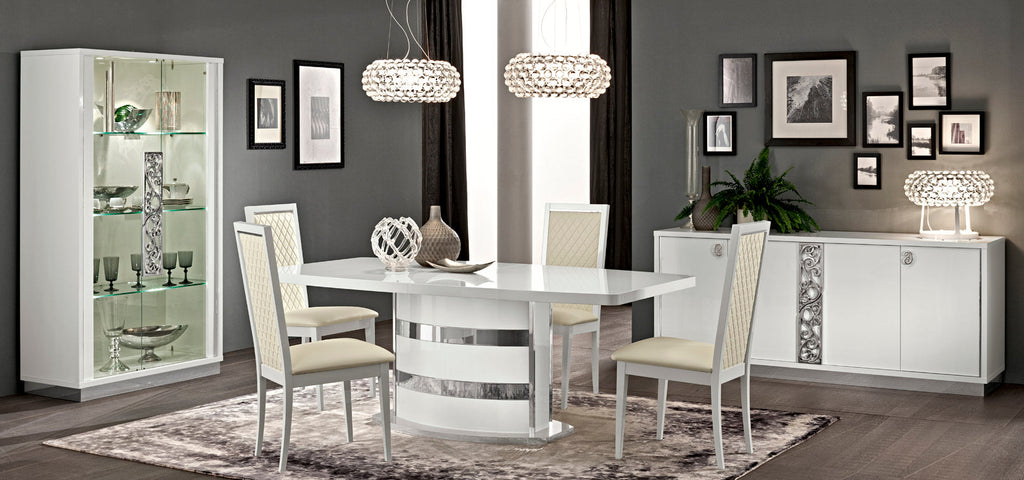 ESF Furniture - Roma Dining Table 9 Piece Dining Room Set - ROMATABLEWHITE-9SET