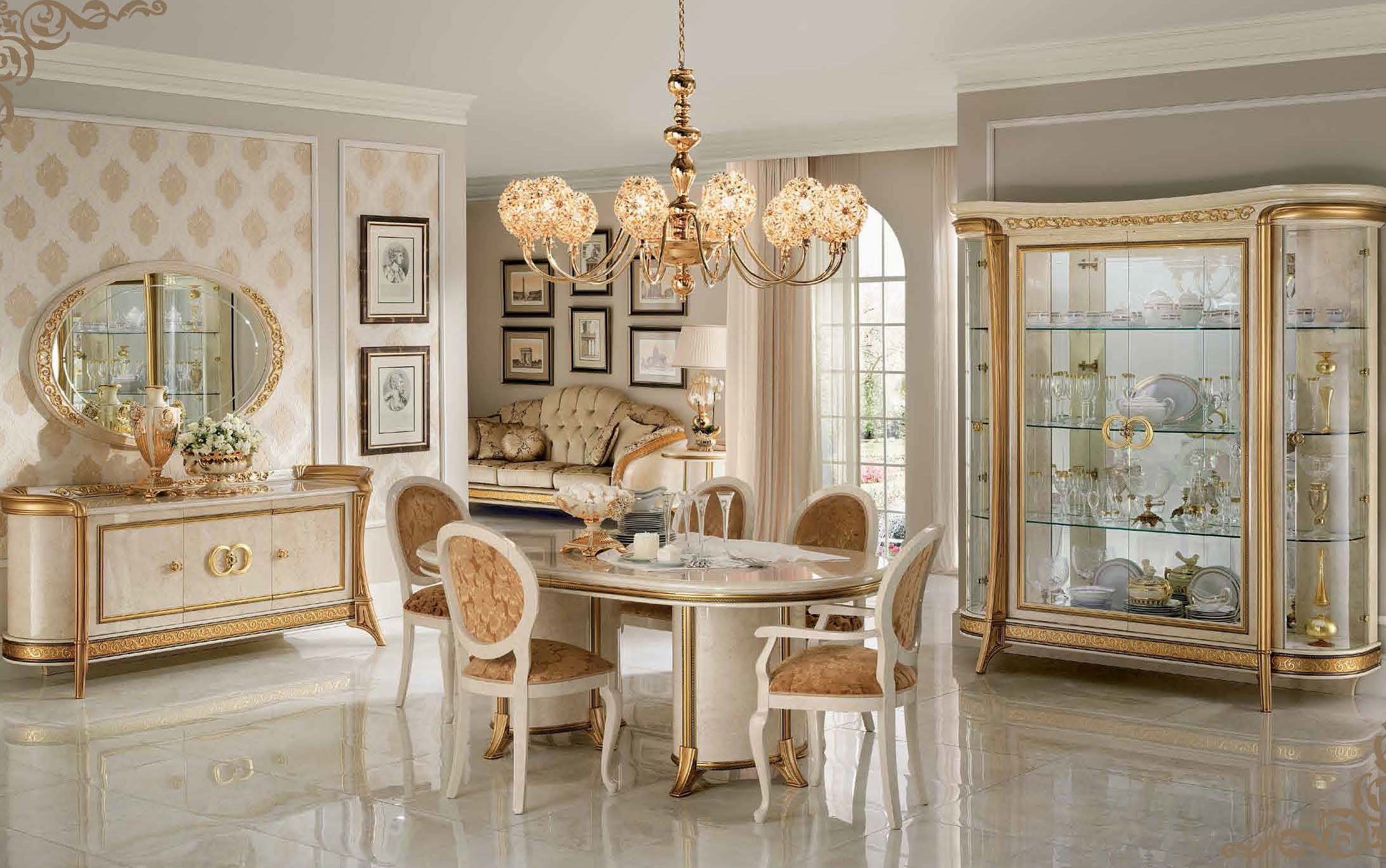 ESF Furniture - Melodia 8 Piece Dining Room Set w-1ext - MELODIATABLE-8SET