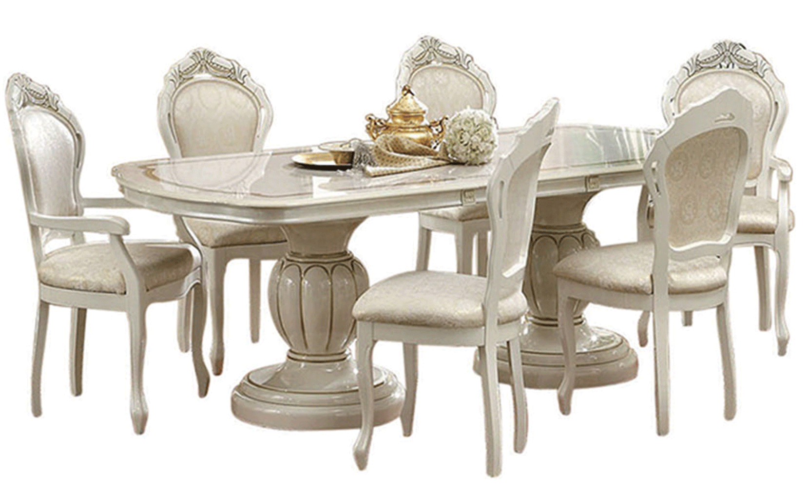 ESF Furniture - Leonardo 7 Piece Dining Table Set in Ceramic  - LEONARDOTABLE-CERAMIC-7SET