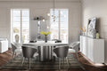 ESF Furniture - Wave Dining Table 9 Piece Dining Room Set w/2-ext in White - WAVETABLEWHITE-9SET