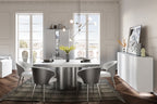 ESF Furniture - Wave Dining Table 9 Piece Dining Room Set w/2-ext in White - WAVETABLEWHITE-9SET