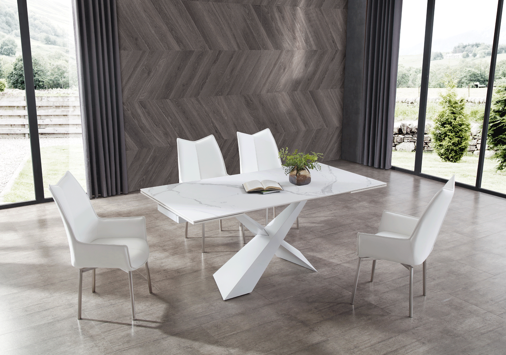 ESF Furniture - 9113 Dining Table 9 Piece Dining Room Set - 9113DTWHITE-9SET