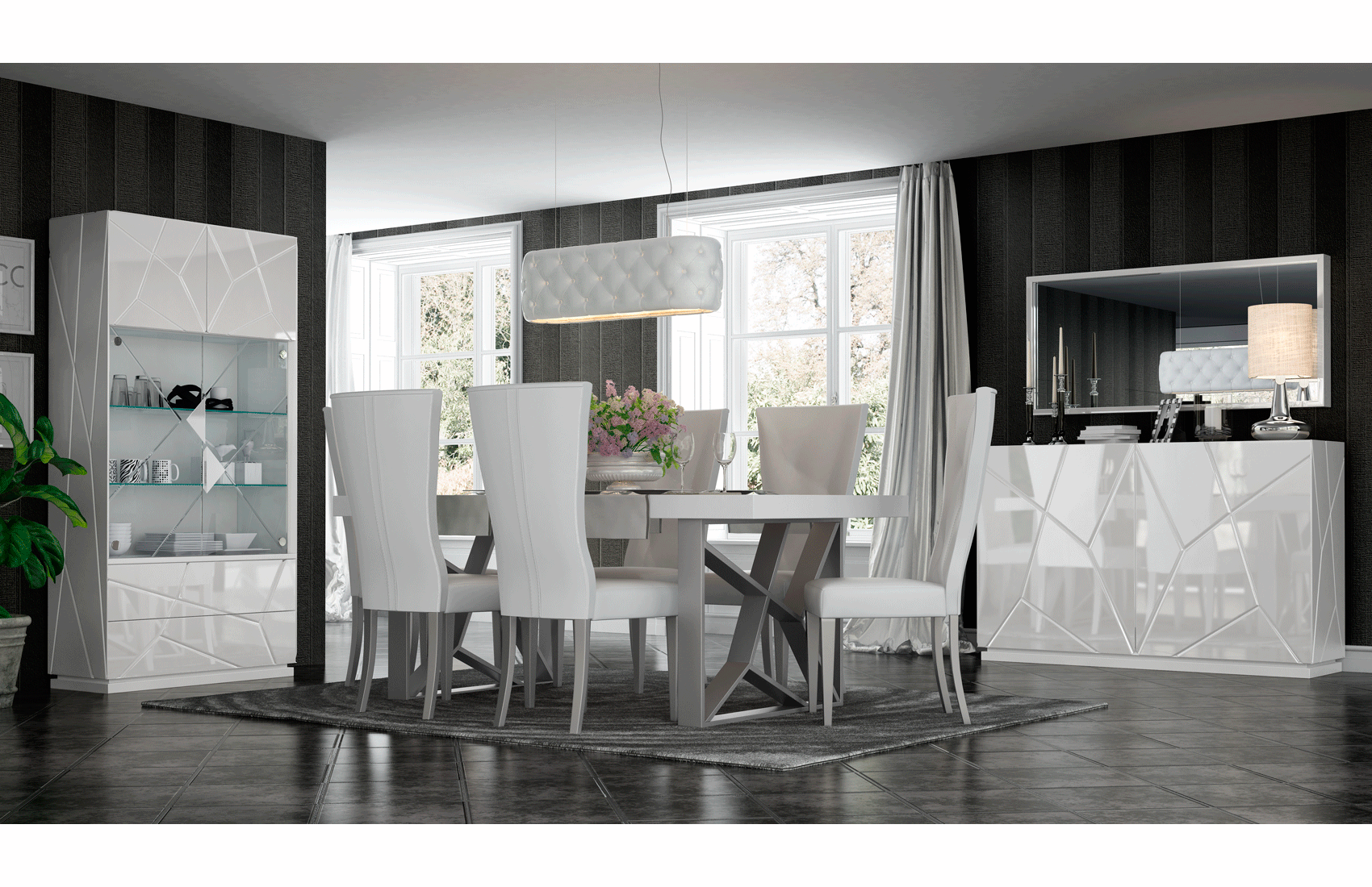 ESF Furniture - KIU Dining Table 10 Piece Dining Room Set - KIUDININGTABLE-10SET