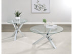 Kenzie Round Tempered Glass Top Cocktail Coffee Table Chrome