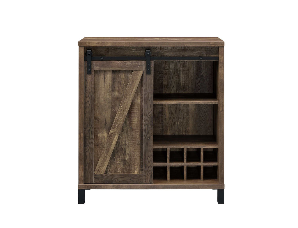 Arlington Sliding Door Home Bar Wine Cabinet Rustic Oak