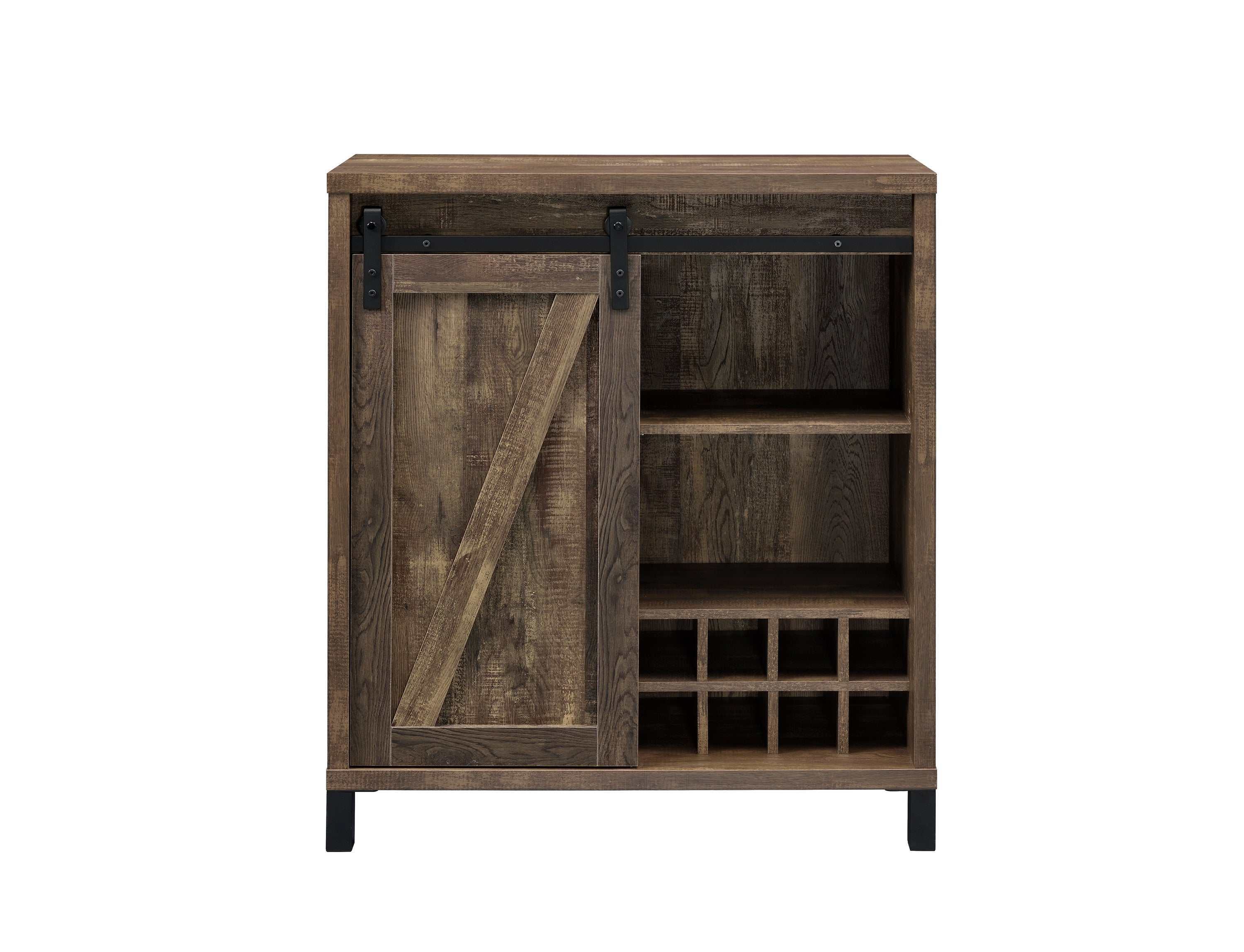 Arlington Sliding Door Home Bar Wine Cabinet Rustic Oak