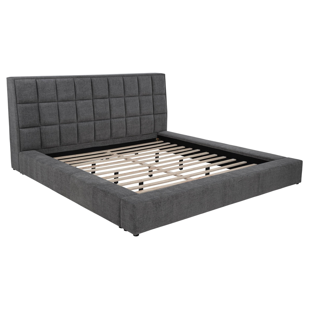 Dreux Upholstered Eastern King Panel Platform Bed Cream