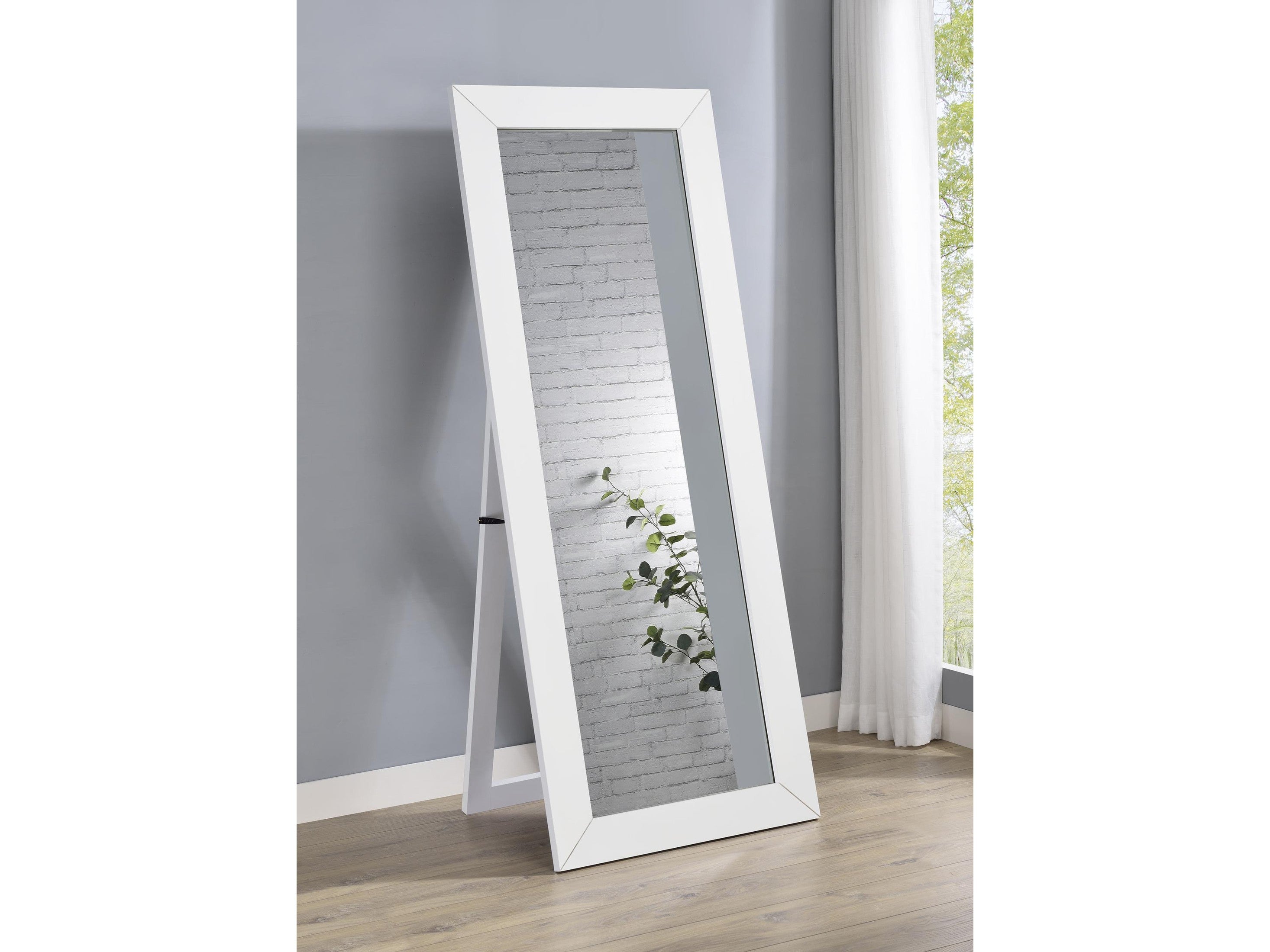 Cadence Tempered Glass Full Length Mirror White High Gloss