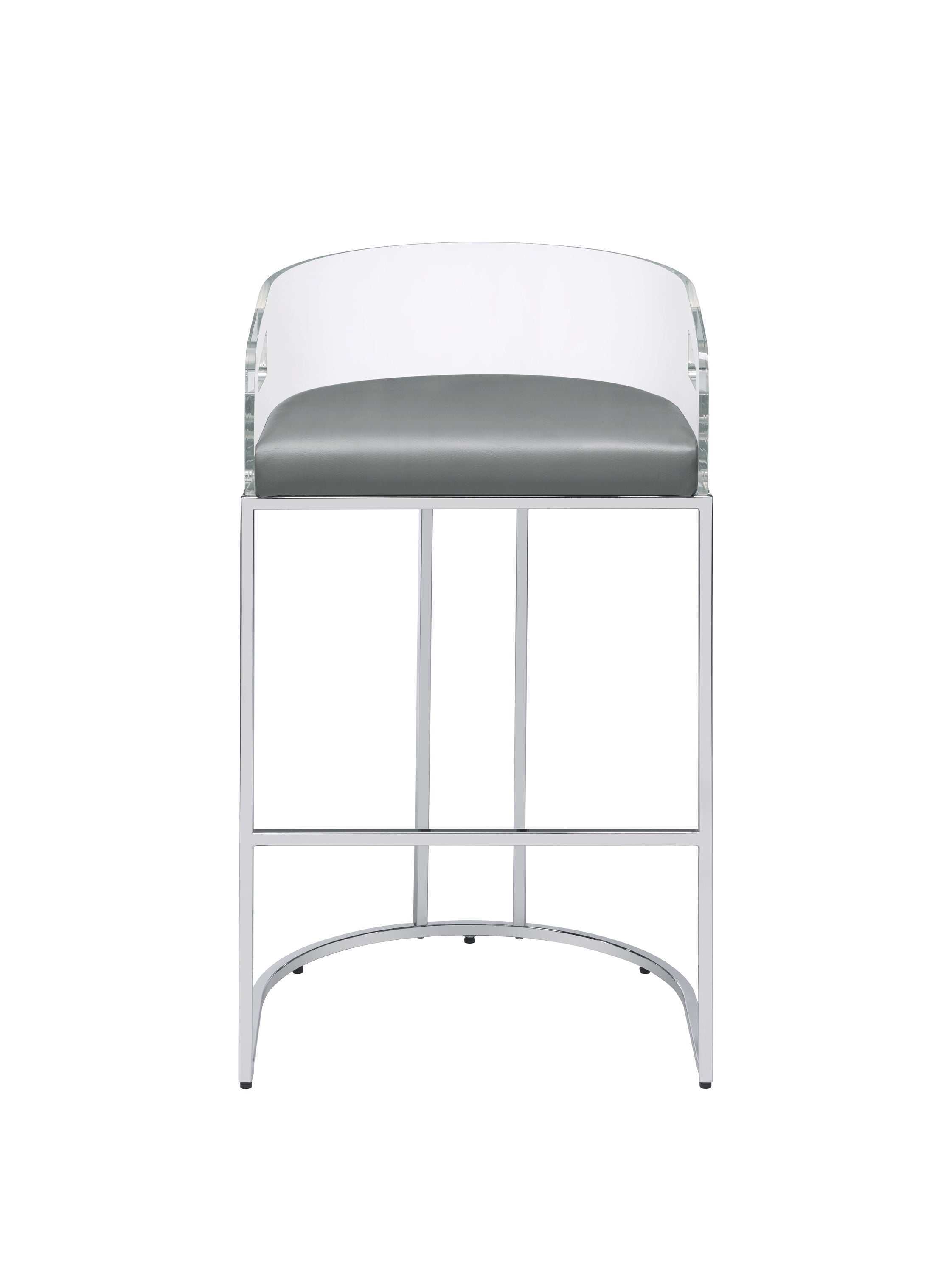 Thermosolis Clear Acrylic Bar Chair Chrome (Set of 2)