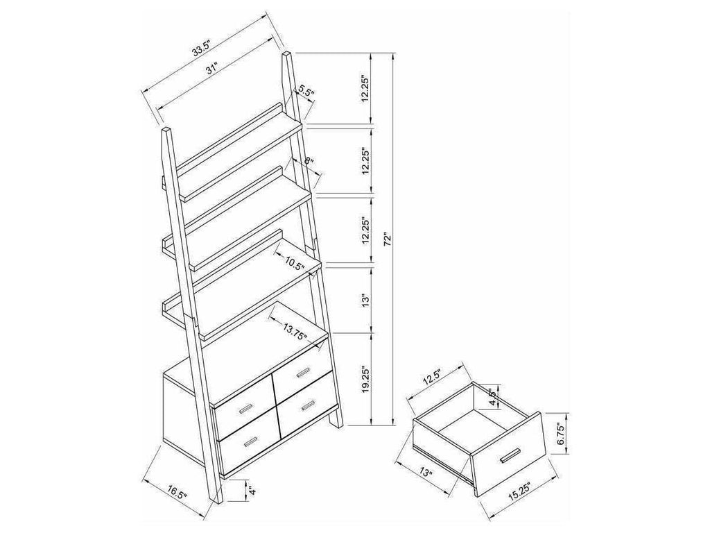 Colella 72-inch 5-shelf Storage Ladder Bookshelf Cappuccino