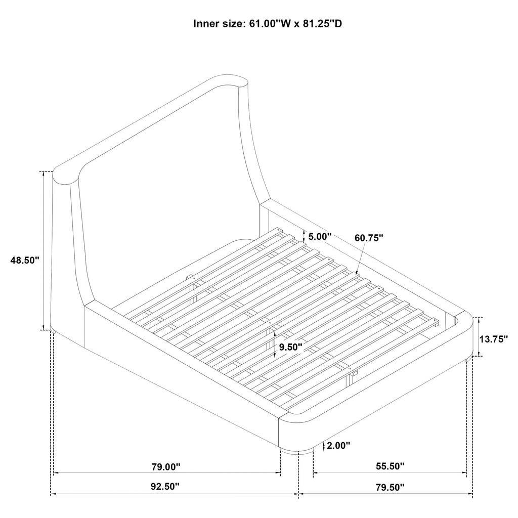 Rennes Upholstered Eastern King Wingback Platform Bed Grey