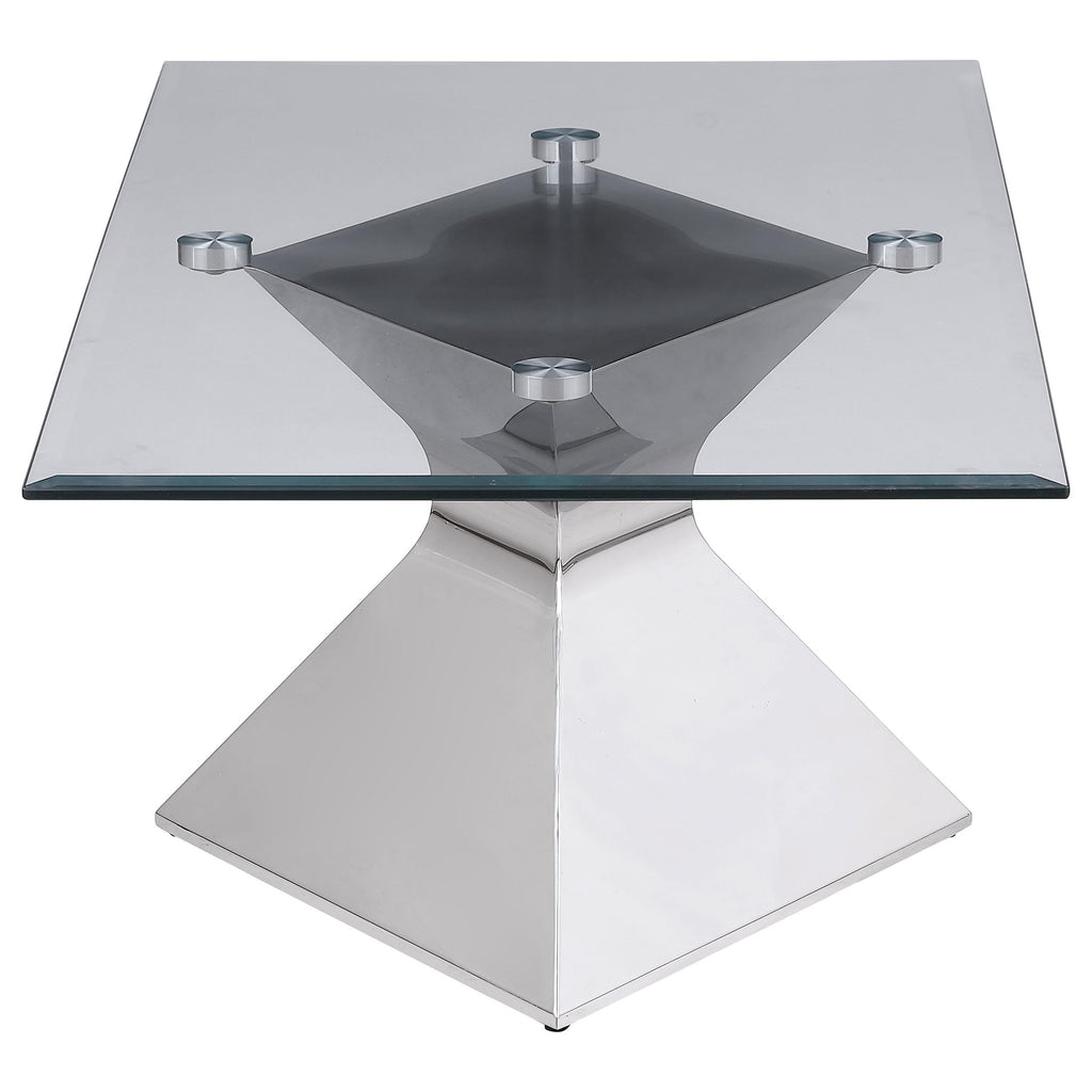 Jenny Glass Top Stainless Steel Coffee Table Chrome