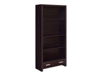 Skylar 71-inch 5-shelf Bookcase with Drawer Cappuccino