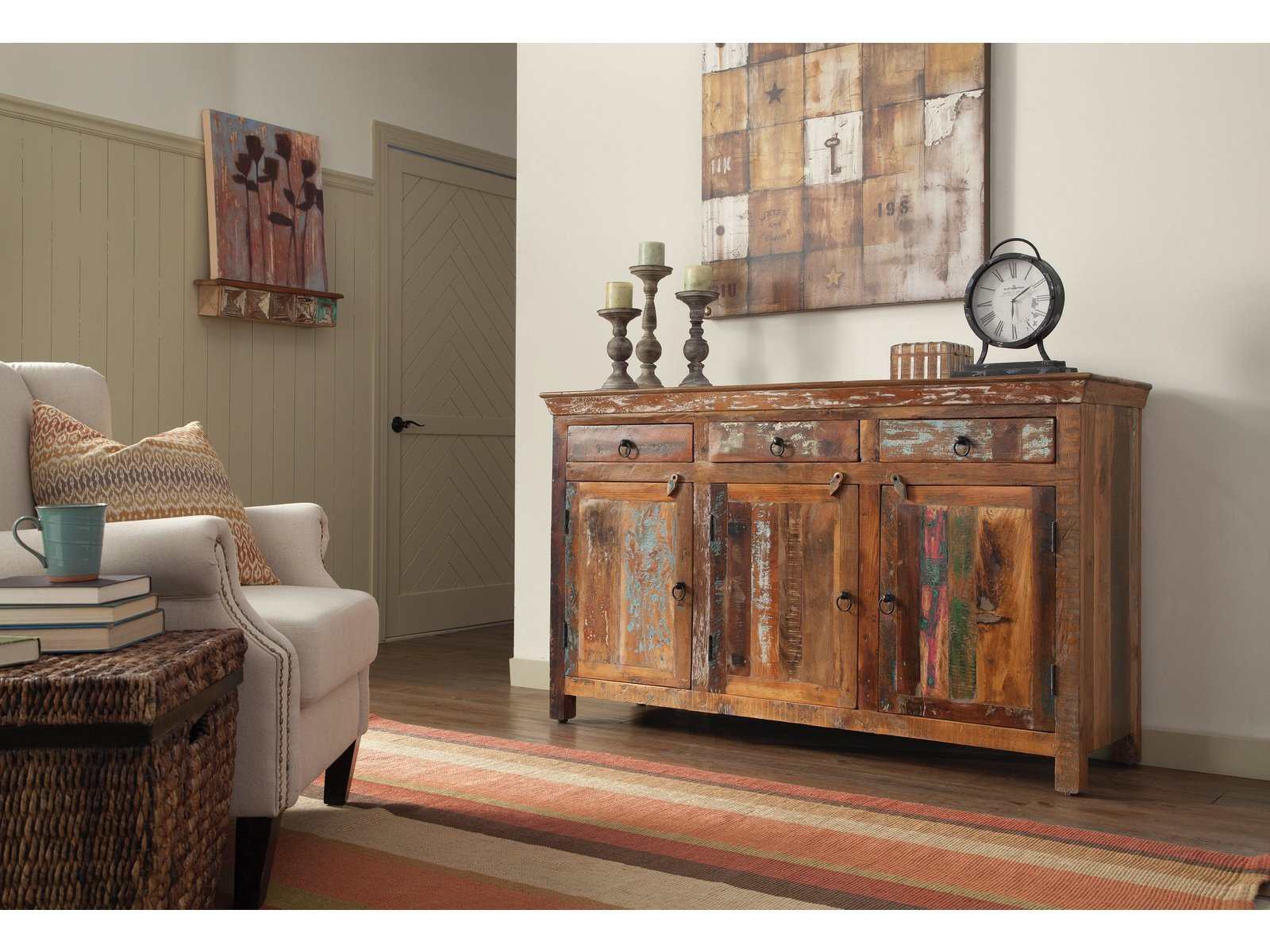 Harper 3-door Solid Reclaimed Wood Accent Cabinet Brown