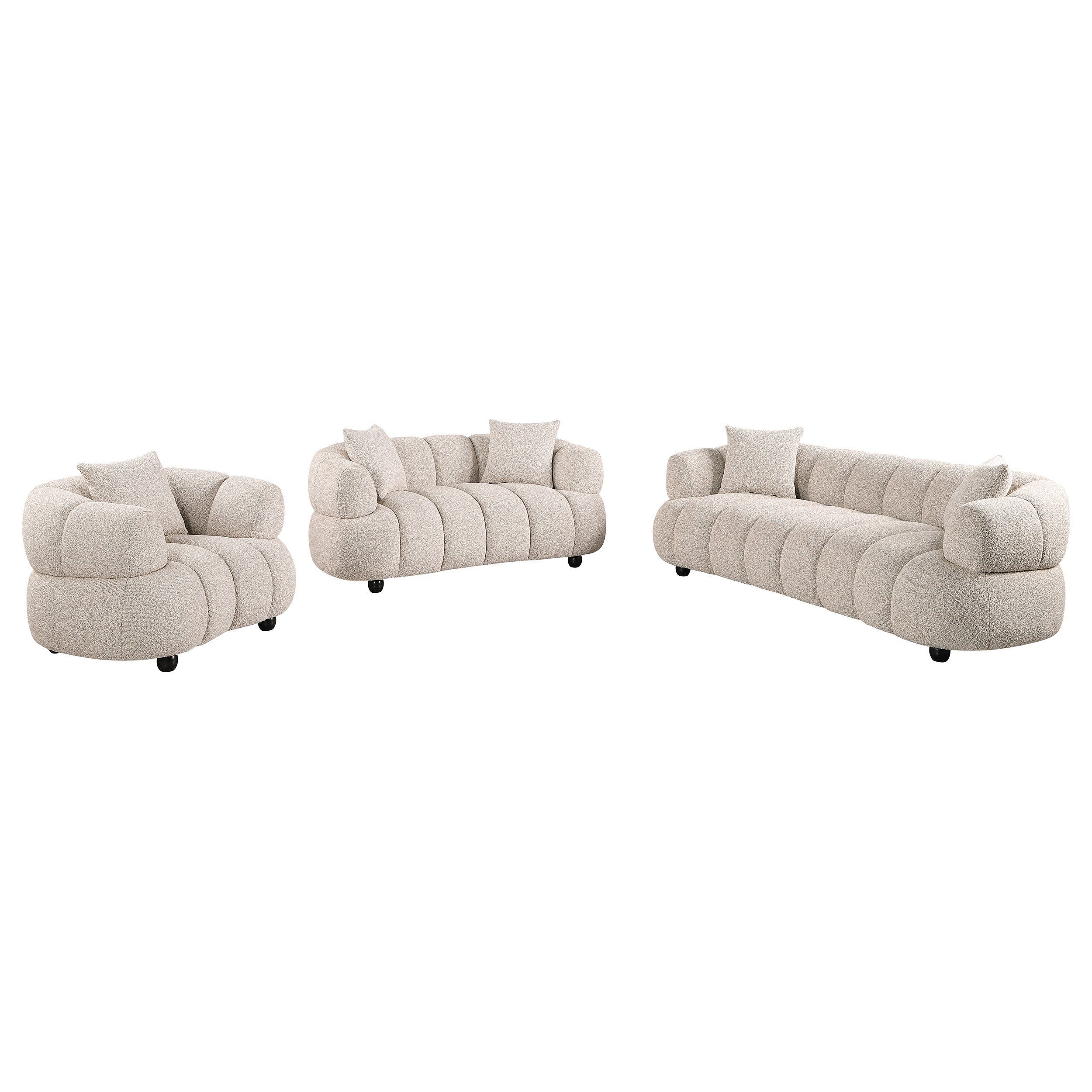 Whitney Contemporary Channel Tufted Woven Fabric Upholstered Sofa