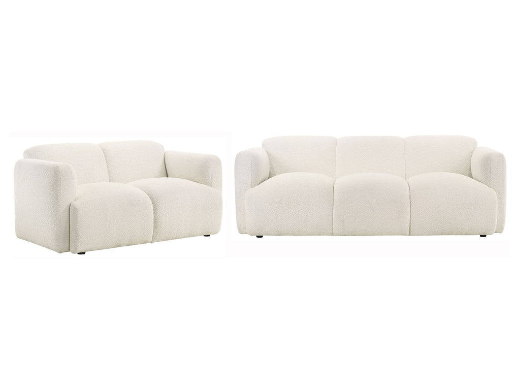 Dorset 2-piece Upholstered Round Track Arm Sofa Set White