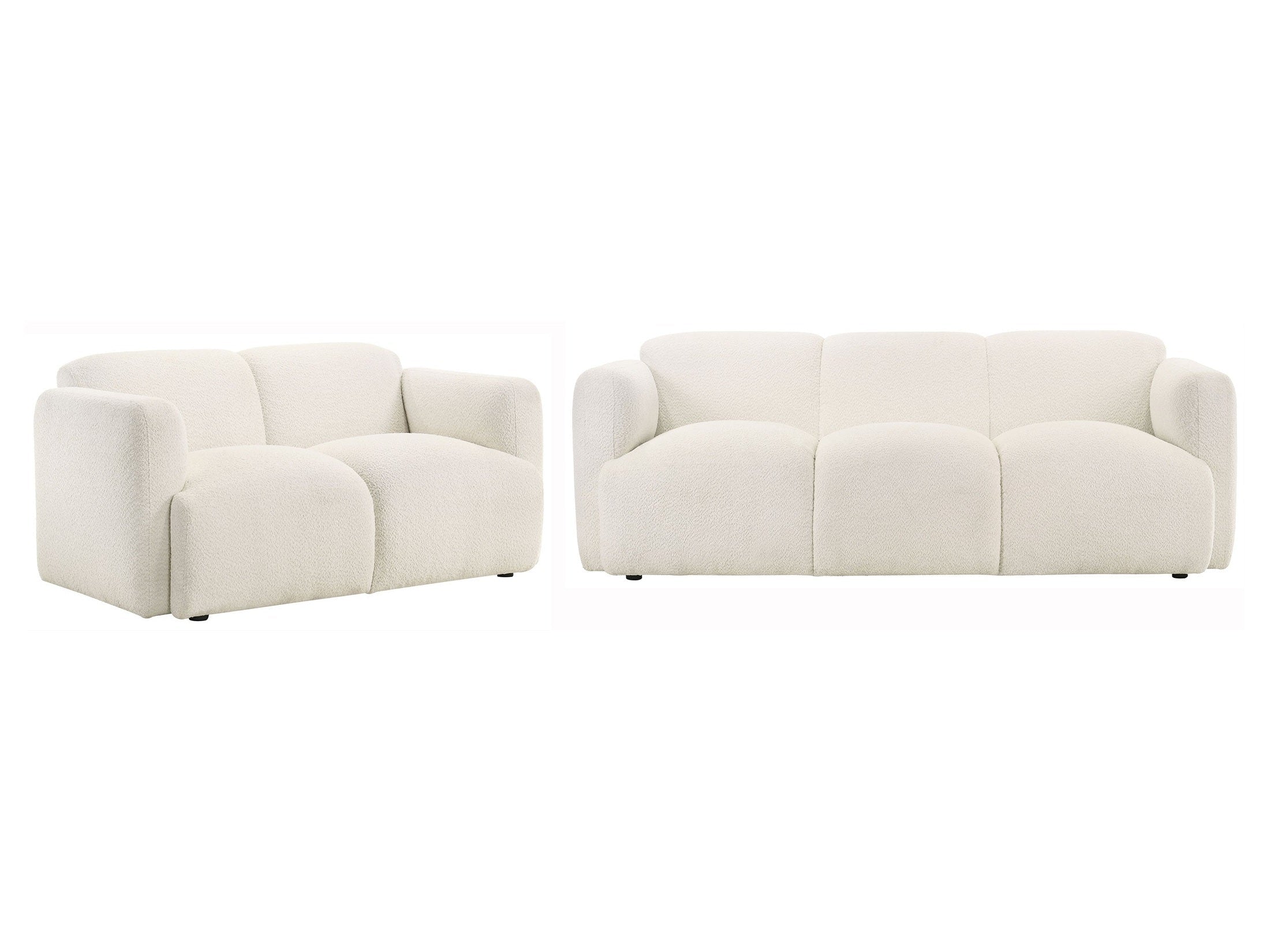 Dorset 2-piece Upholstered Round Track Arm Sofa Set White