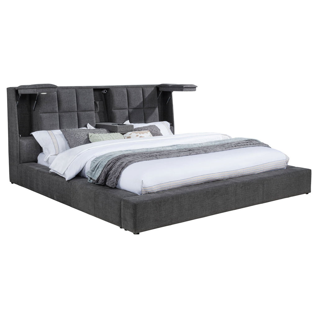 Dreux Upholstered Eastern King Panel Platform Bed Cream
