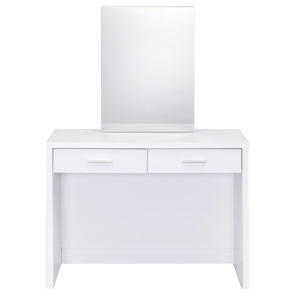 Bunbury Makeup Vanity Table Set Storage Mirror and Stool White