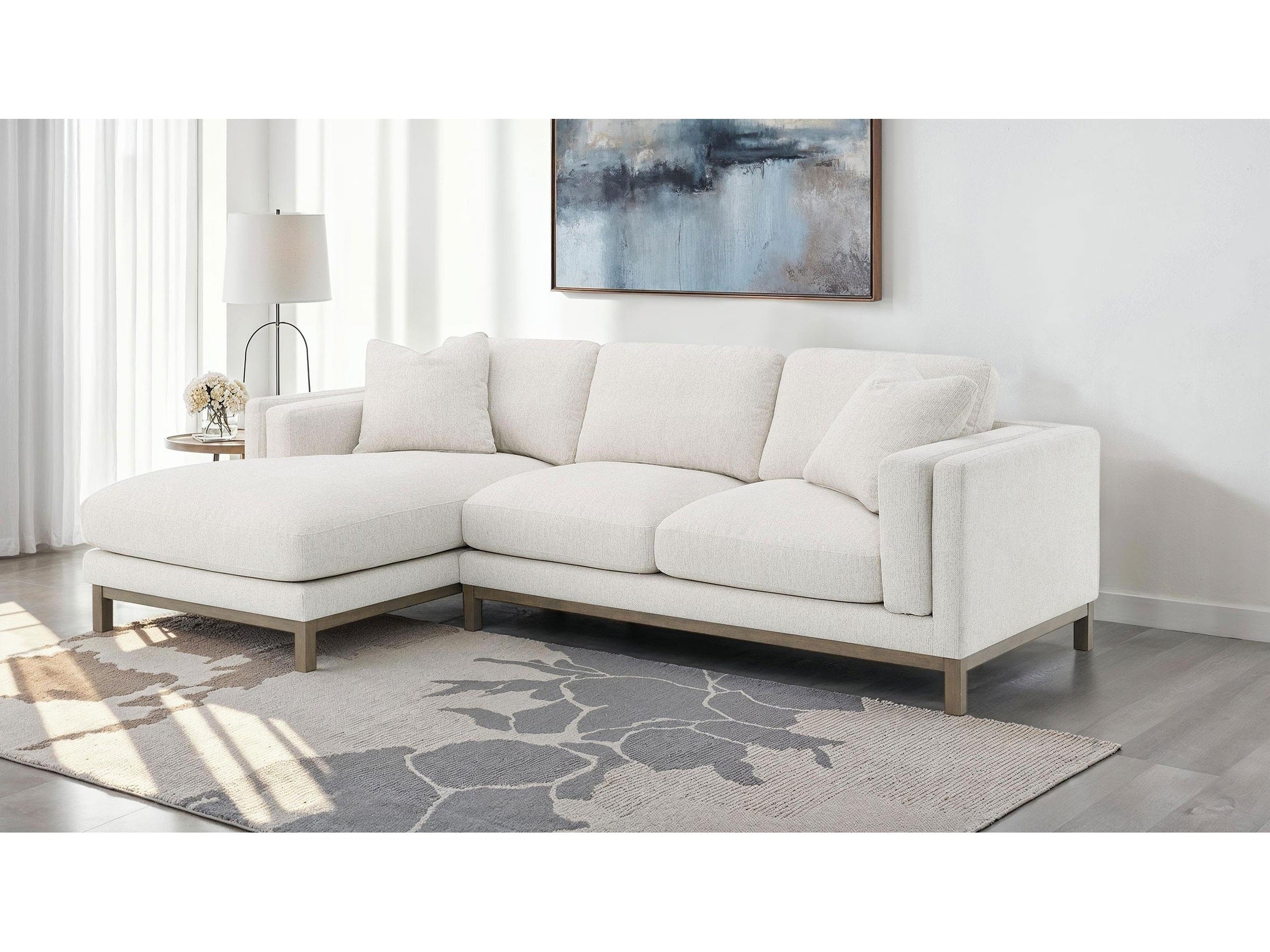 Geneva Boucle Upholstered Sectional Chaise Sofa Sand