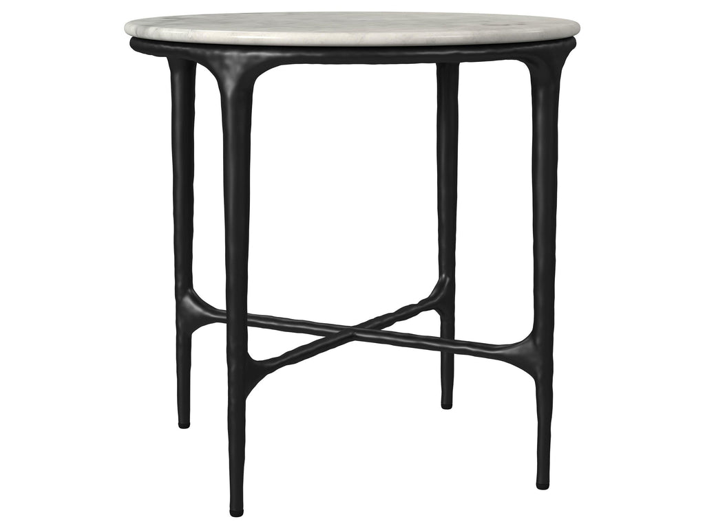 Hermas Round Genuine Marble Top Metal End Side Table White
