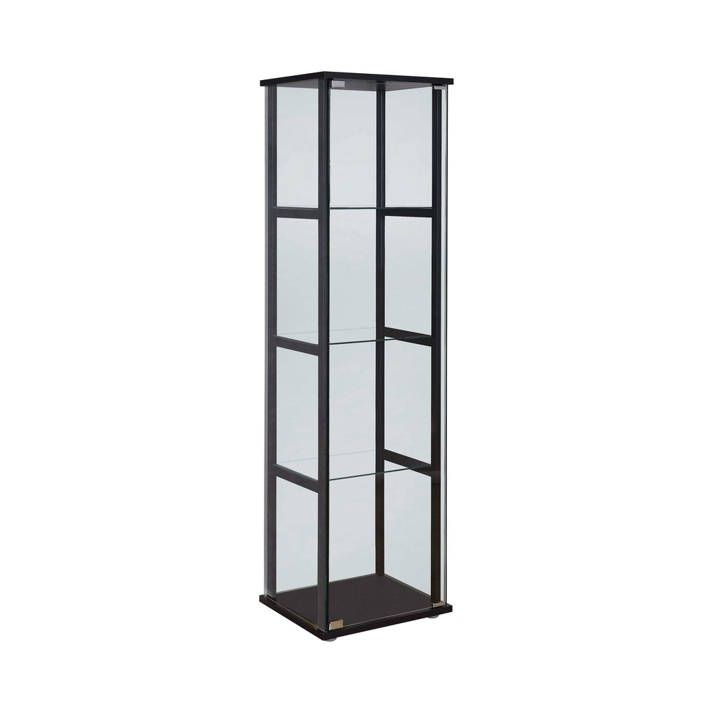 Cyclamen 4-shelf Clear Glass Curio Display Cabinet Black