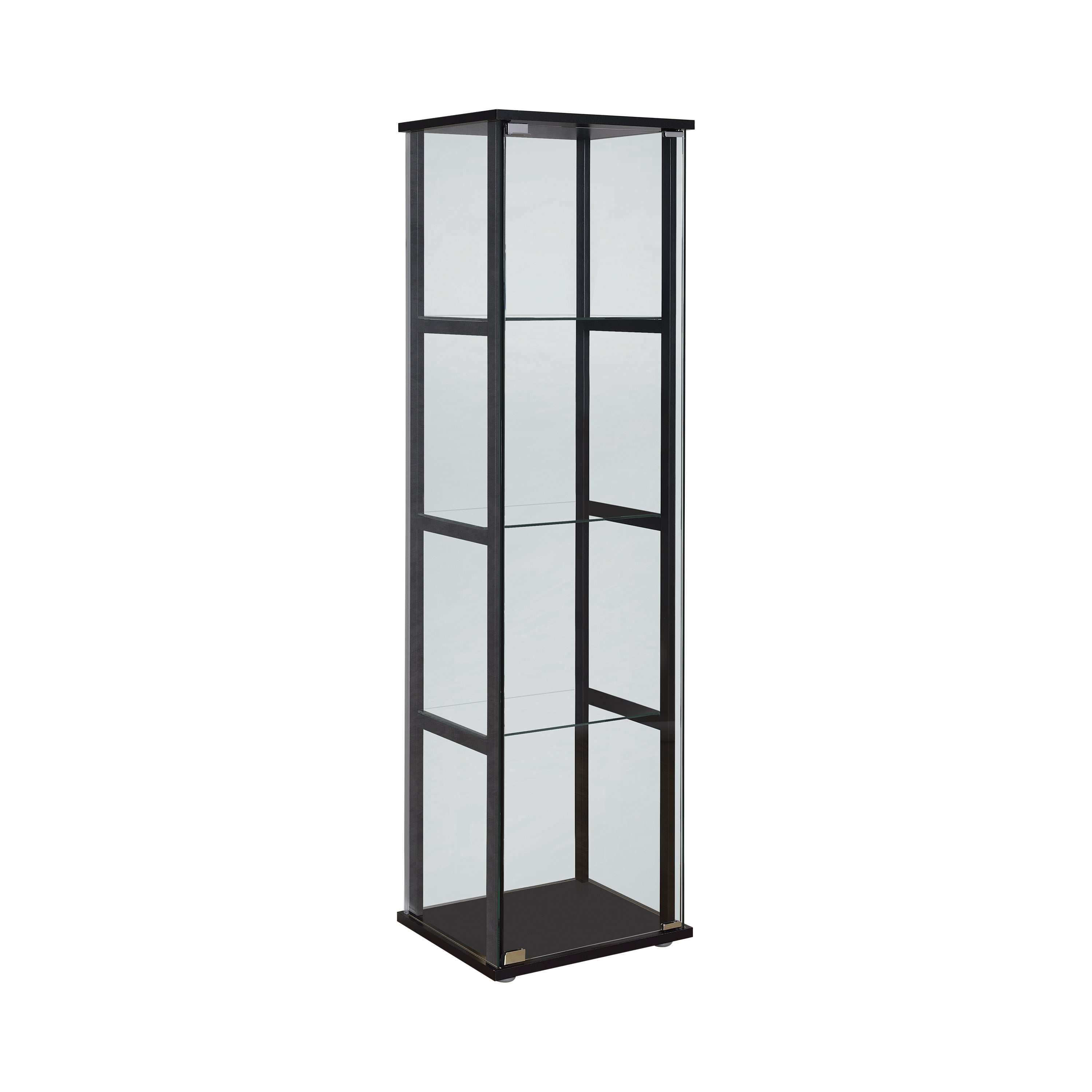 Cyclamen 4-shelf Clear Glass Curio Display Cabinet Black