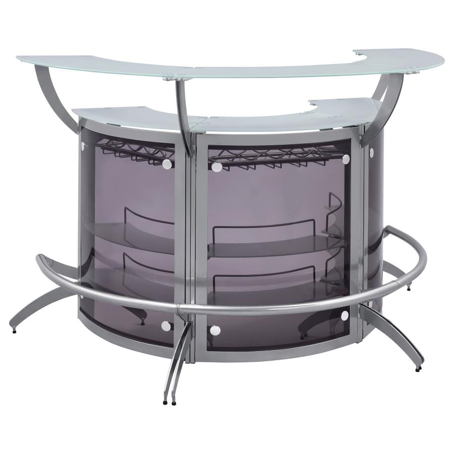 Dallas 2-shelf Curved Freestanding Home Bar Cabinet Silver