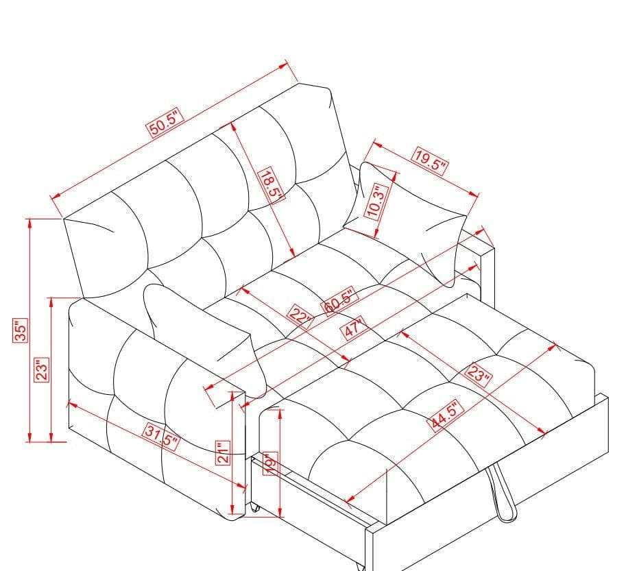 Cotswold Upholstered Convertible Sleeper Sofa Bed Dark Grey