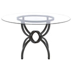 Aviano Round 48-inch Glass Top Metal Dining Table Gunmetal