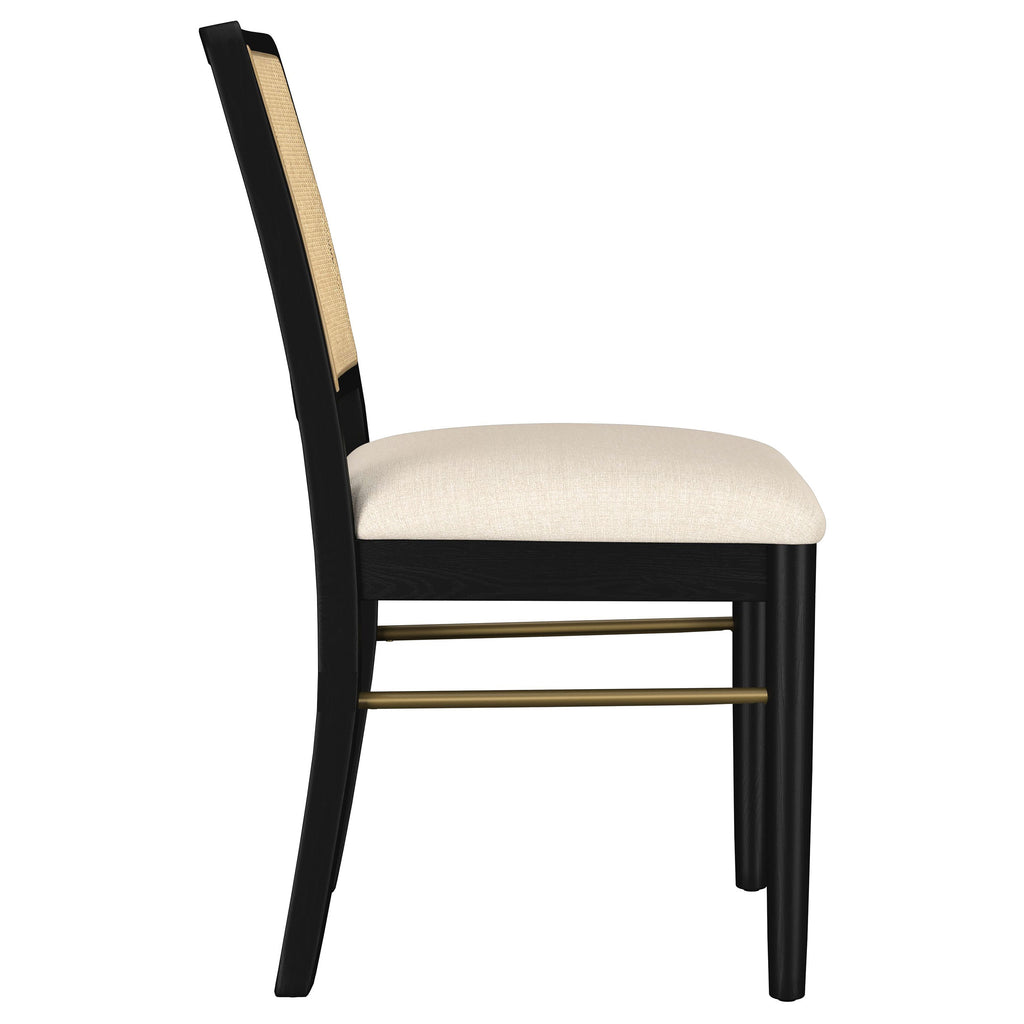 Arini Black Rattan Cane Dining Side Chair (Set of 2)