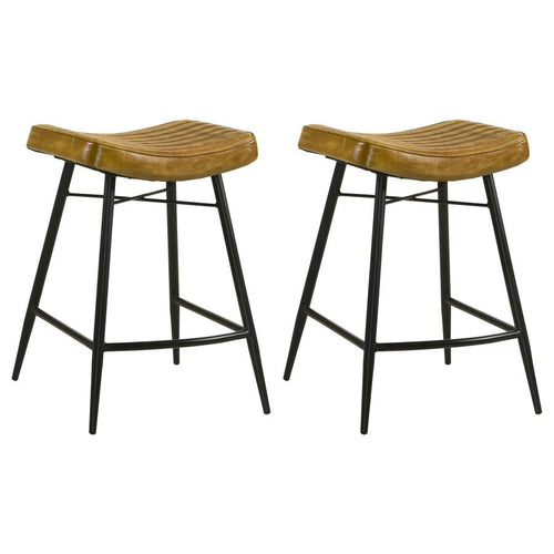 Bayu Leather Upholstered Counter Stool Camel (Set of 2) - 109248