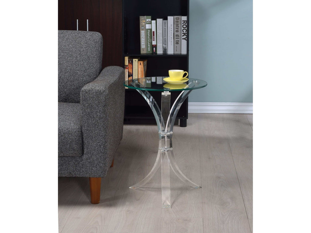 Laning Round Glass Top Acrylic Side Table Clear