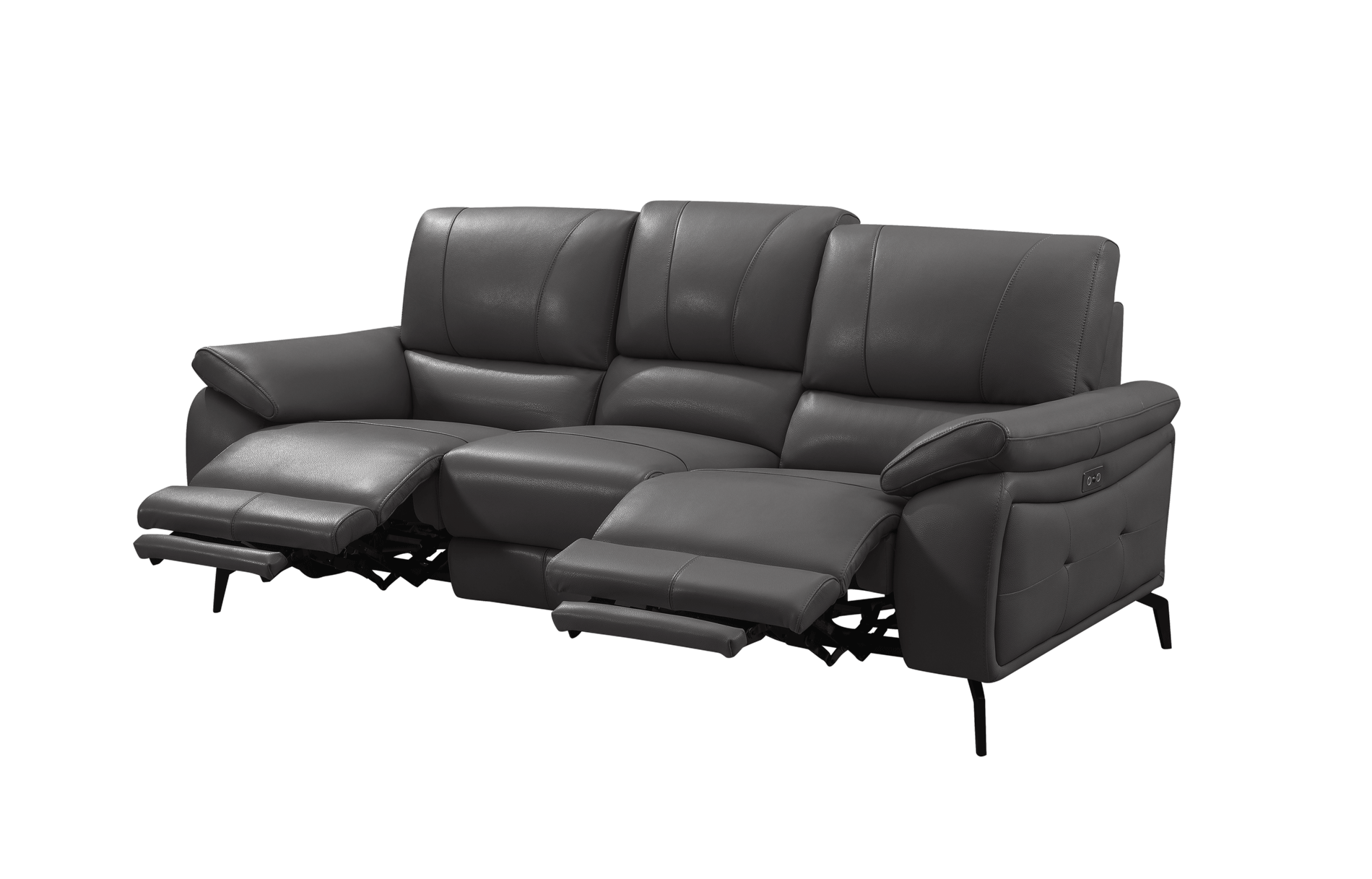 ESF Furniture - 2934 Living Room 3 Piece Living w/Electric Recliner Room Set in Dark Gray - 29343DARKGREYSLC-3SET