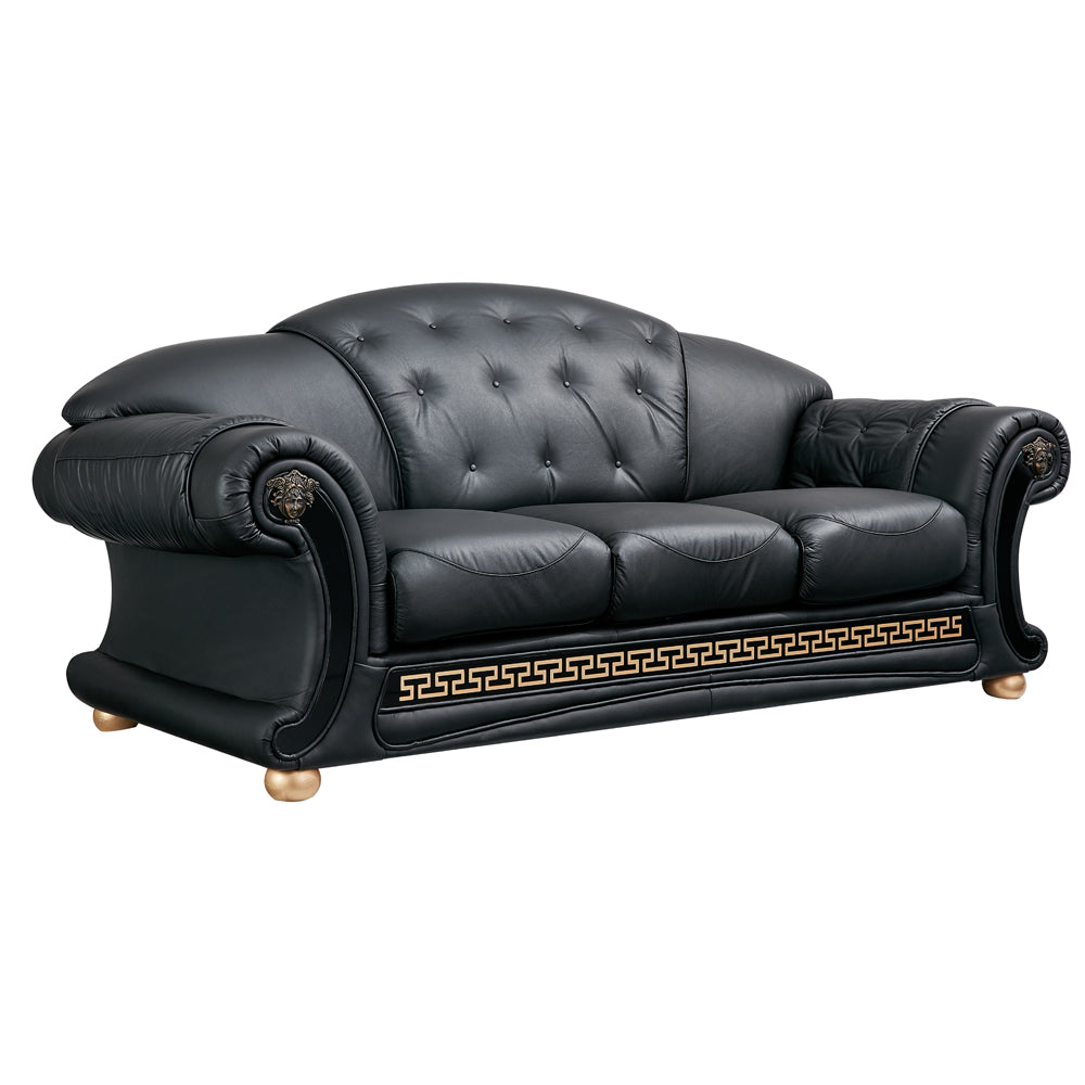 ESF Furniture - Apolo 3 Piece Living Room Set in Black - APOLO3BLACK-3SET