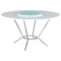 Abby Round Dining Table in White & Chrome w/ Turntable