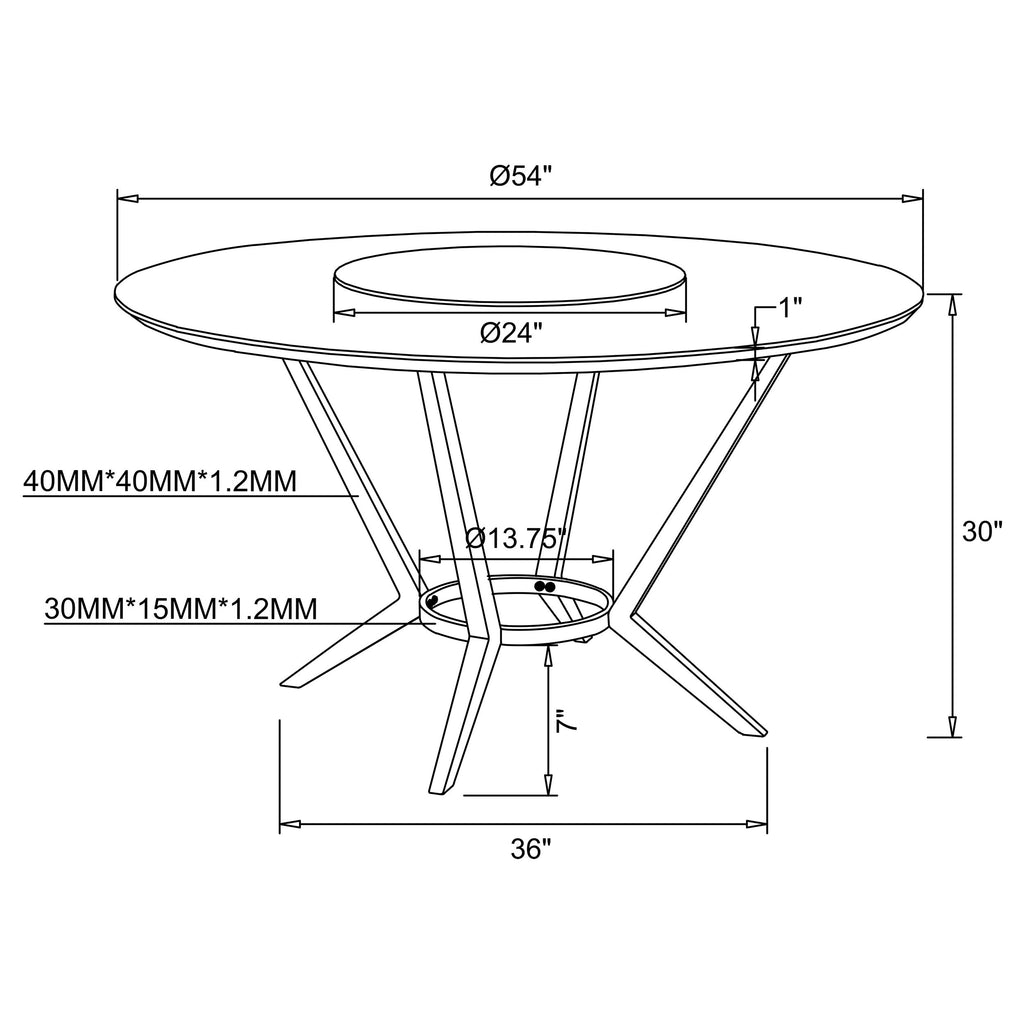 Abby Round Dining Table in White & Chrome w/ Turntable