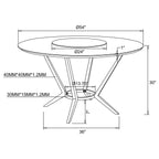 Abby Round Dining Table in White & Chrome w/ Turntable