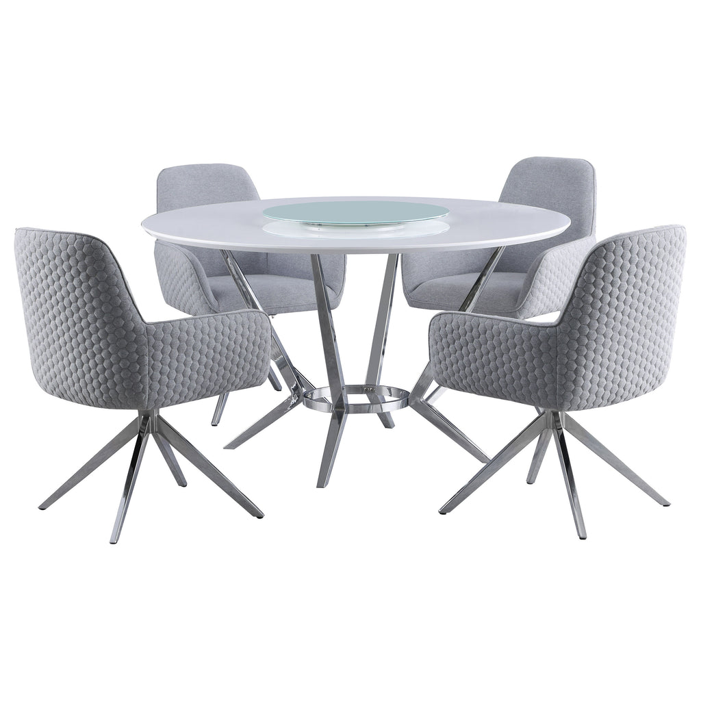 Abby White & Light Grey Dining Room Set / 5pc