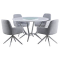 Abby White & Light Grey Dining Room Set / 5pc