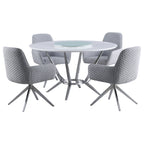 Abby White & Light Grey Dining Room Set / 5pc