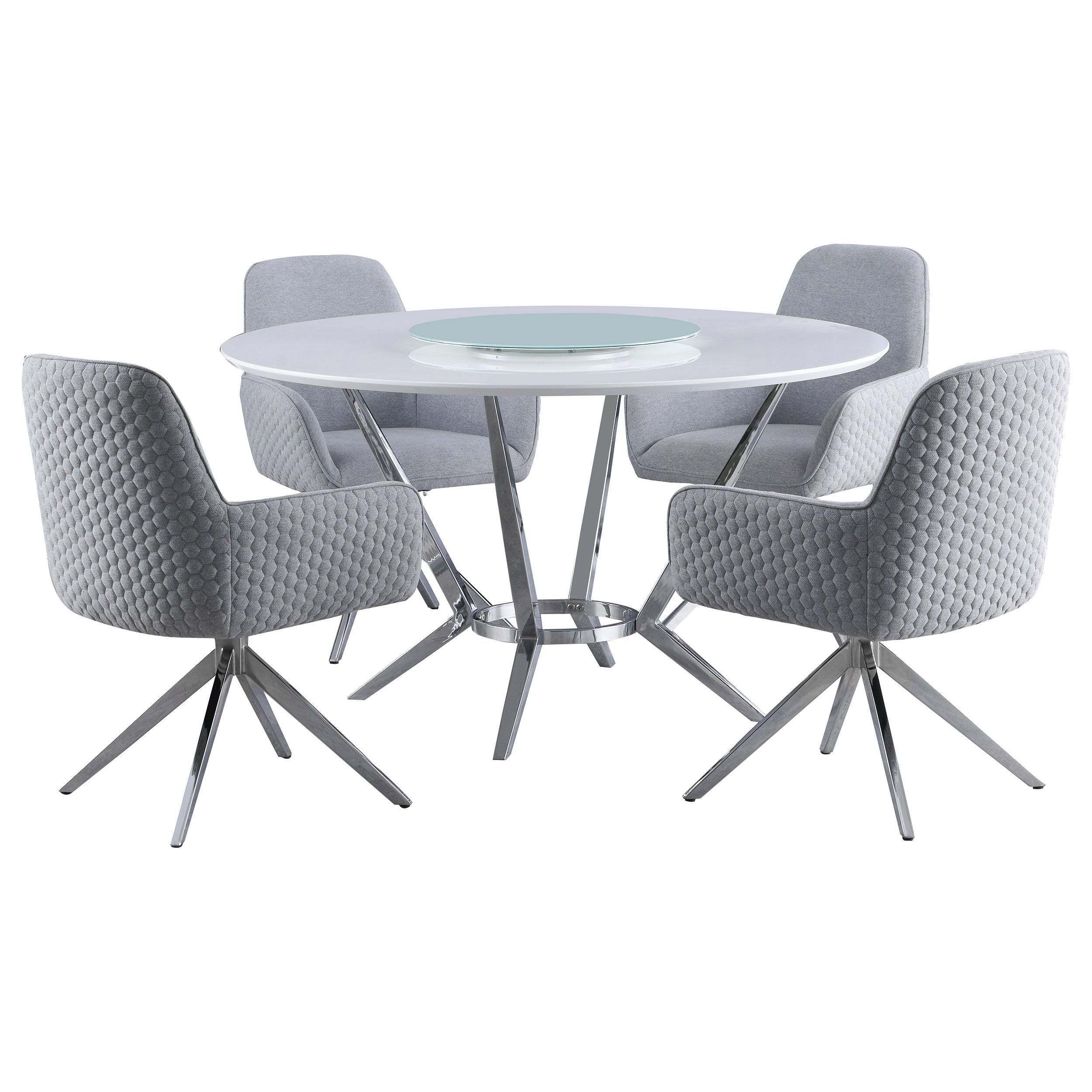 Abby White & Light Grey Dining Room Set / 5pc