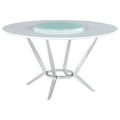 Abby Round 54-inch Lazy Susan Dining Table White High Gloss - 110321