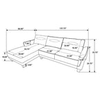 Caspian Upholstered Curved Arm Chaise Sectional Sofa White
