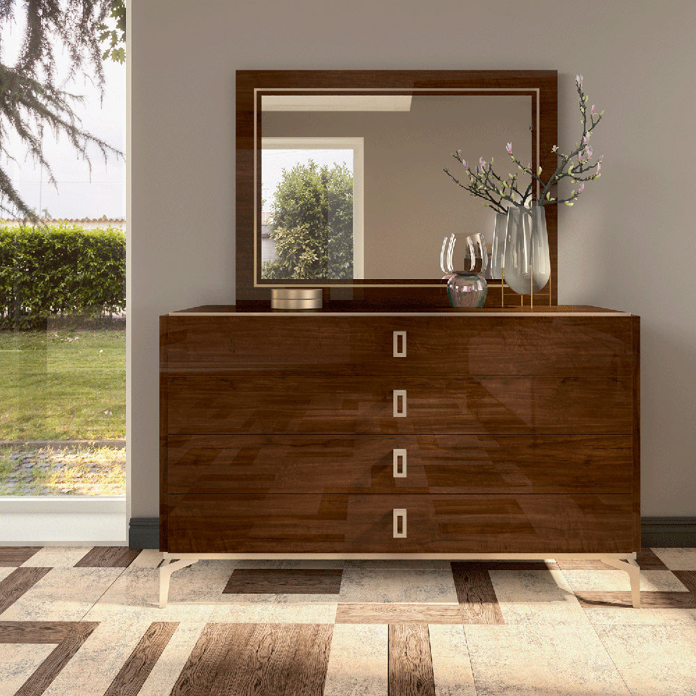 ESF Furniture - Eva 5 Piece King Bedroom Set in Rich Tobacco Walnut - EVAKSBED-5SET