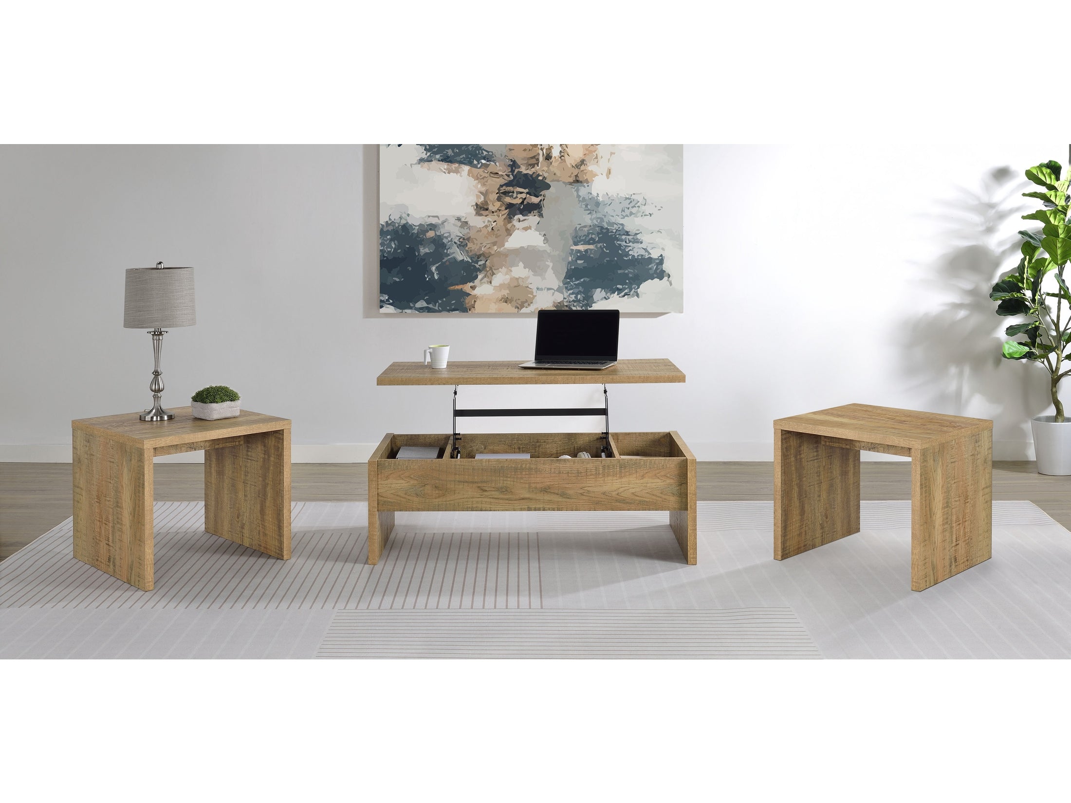 Canoga Engineered Wood Lift Top Coffee Table Light Oak