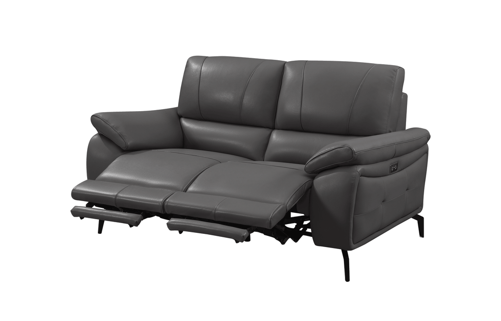 ESF Furniture - 2934 Living Room 3 Piece Living w/Electric Recliner Room Set in Dark Gray - 29343DARKGREYSLC-3SET