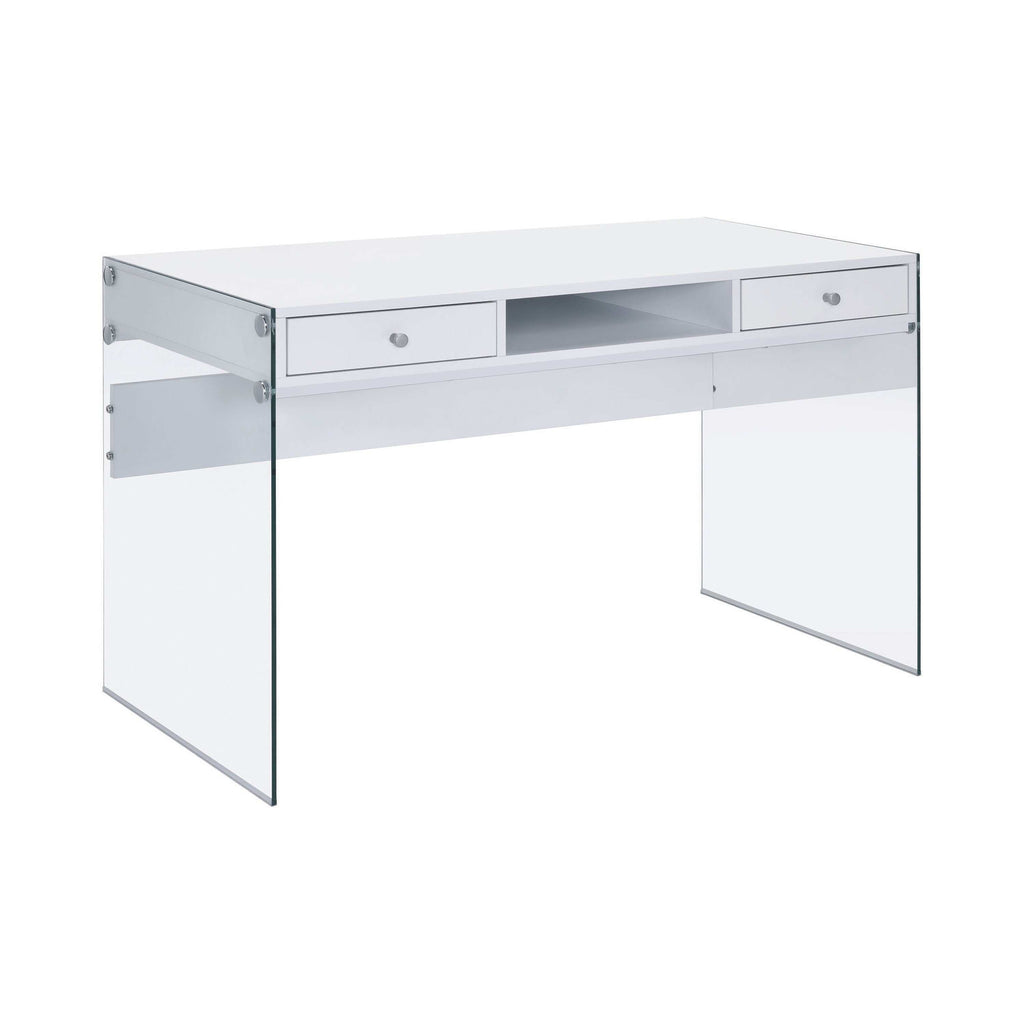 Dobrev 48-inch 2-drawer Writing Desk White High Gloss